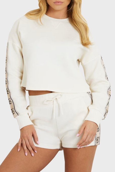 Guess Cymone Pamuklu Crop V3BQ16KB3P2 Bayan Sweat V3BQ16 KB3P2 G6K5 EKRU - 1