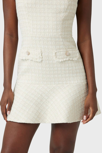 Guess Daphnee Fitted Fit Fırfırlı Mini Tuvid W5RK10WGW82 Bayan Elbise W5RK10 WGW82 F0DP KREM - 4
