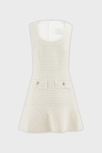 Guess Daphnee Fitted Fit Fırfırlı Mini Tuvid W5RK10WGW82 Bayan Elbise W5RK10 WGW82 F0DP KREM - 5