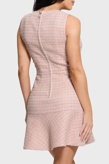 Guess Daphnee Fitted Fit Fırfırlı Mini Tuvid W5RK10WGW82 Bayan Elbise W5RK10 WGW82 F6DZ PUDRA - 3