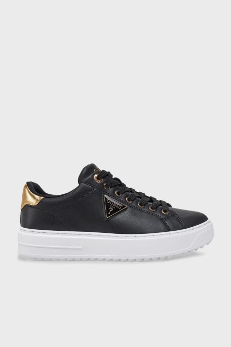 Guess Denesa Deri Karışımlı Logolu Kalın Taban Sneaker FLJD12LEA12 Bayan Ayakkabı FLJD12 LEA12 BLKGO SİYAH - 1