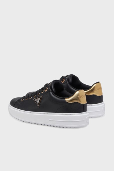 Guess Denesa Deri Karışımlı Logolu Kalın Taban Sneaker FLJD12LEA12 Bayan Ayakkabı FLJD12 LEA12 BLKGO SİYAH - 4