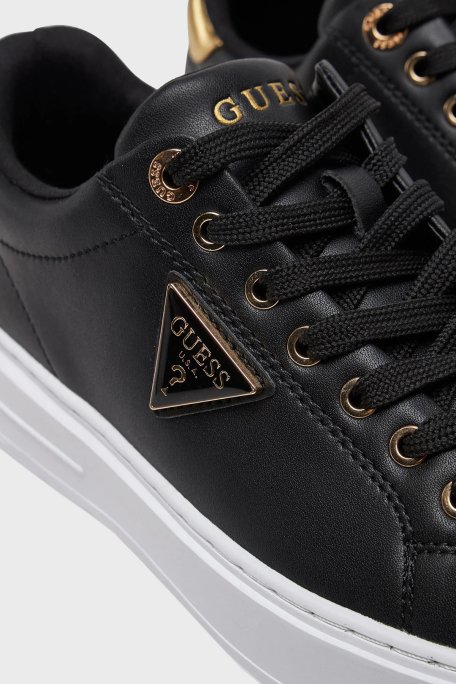 Guess Denesa Deri Karışımlı Logolu Kalın Taban Sneaker FLJD12LEA12 Bayan Ayakkabı FLJD12 LEA12 BLKGO SİYAH - 5