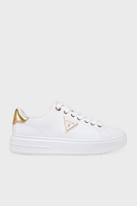 Guess Denesa Deri Karışımlı Logolu Kalın Taban Sneaker FLJD12LEA12 Bayan Ayakkabı FLJD12 LEA12 WHIGO BEYAZ-GOLD - 7