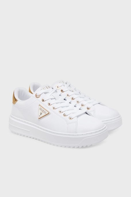 Guess Denesa Deri Karışımlı Logolu Kalın Taban Sneaker FLJD12LEA12 Bayan Ayakkabı FLJD12 LEA12 WHIGO BEYAZ-GOLD - 8