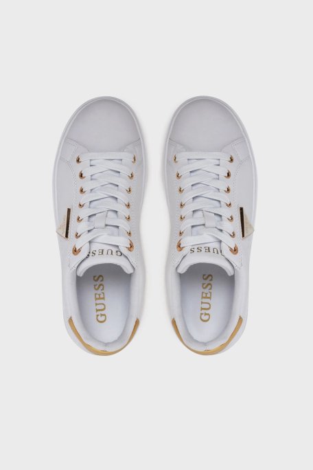 Guess Denesa Deri Karışımlı Logolu Kalın Taban Sneaker FLJD12LEA12 Bayan Ayakkabı FLJD12 LEA12 WHIGO BEYAZ-GOLD - 9