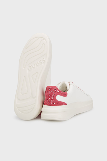 Guess Elbina Hakiki Deri Logolu Taşlı Sneaker FLTELBLEA12 Bayan Ayakkabı FLTELB LEA12 WHIPI BEYAZ-PEMBE - 5