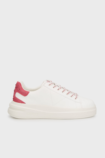 Guess Elbina Hakiki Deri Logolu Taşlı Sneaker FLTELBLEA12 Bayan Ayakkabı FLTELB LEA12 WHIPI BEYAZ-PEMBE - 6