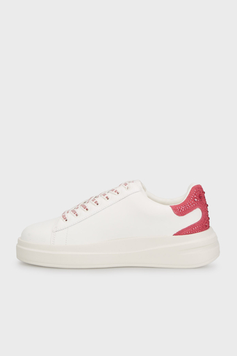 Guess Elbina Hakiki Deri Logolu Taşlı Sneaker FLTELBLEA12 Bayan Ayakkabı FLTELB LEA12 WHIPI BEYAZ-PEMBE - 8