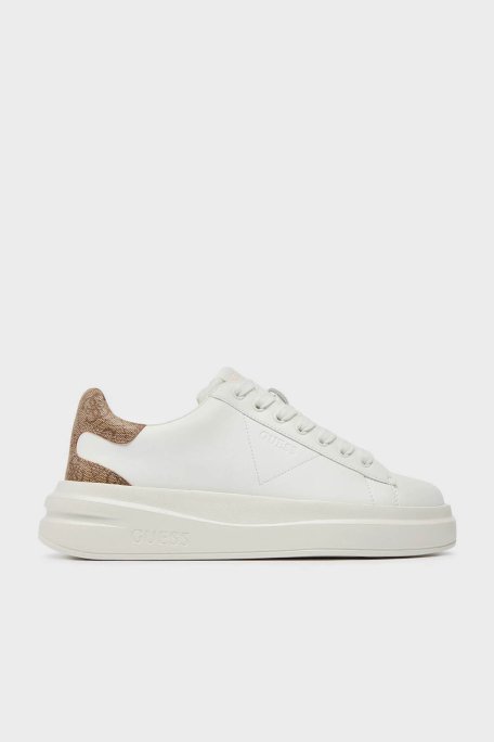 Guess Elbina Hakiki Deri Sneaker FLJELBFAL12 Bayan Ayakkabı FLJELB FAL12 WHBEI BEYAZ-BEJ - 1