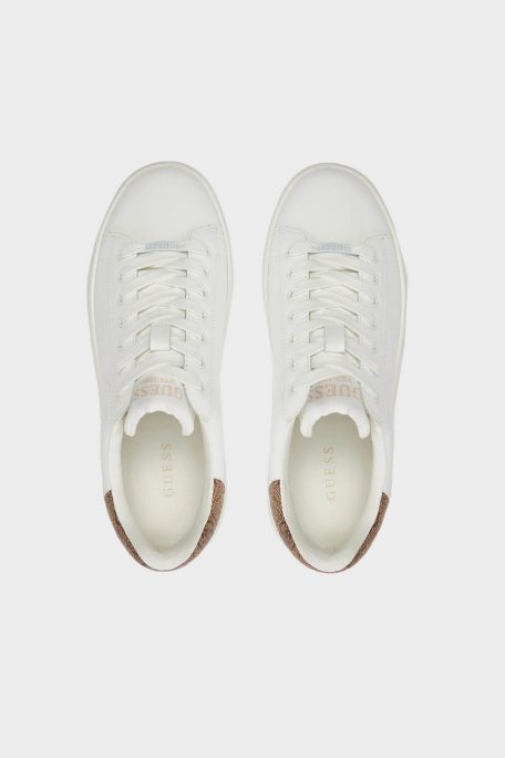 Guess Elbina Hakiki Deri Sneaker FLJELBFAL12 Bayan Ayakkabı FLJELB FAL12 WHBEI BEYAZ-BEJ - 5