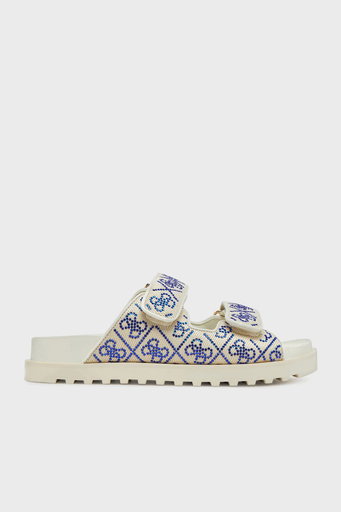 Guess Fadeliza 4G Taş Logolu Cırt Cırtlı FLJFDZFAB19 Bayan Terlik FLJFDZ FAB19 CREAM KREM-LACIVERT - 1