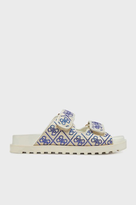 Guess Fadeliza 4G Taş Logolu Cırt Cırtlı FLJFDZFAB19 Bayan Terlik FLJFDZ FAB19 CREAM KREM-LACIVERT - 1