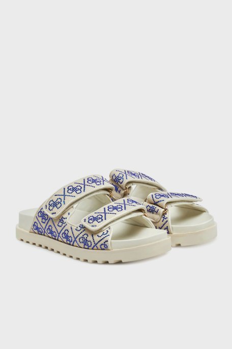 Guess Fadeliza 4G Taş Logolu Cırt Cırtlı FLJFDZFAB19 Bayan Terlik FLJFDZ FAB19 CREAM KREM-LACIVERT - 2
