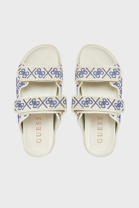 Guess Fadeliza 4G Taş Logolu Cırt Cırtlı FLJFDZFAB19 Bayan Terlik FLJFDZ FAB19 CREAM KREM-LACIVERT - 3