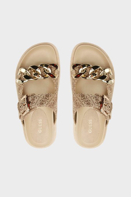 Guess Fatema 4G Logolu Zincir Detaylı FL6FT2FAL03 Bayan Terlik FL6FT2 FAL03 BEIBR BEJ - 3