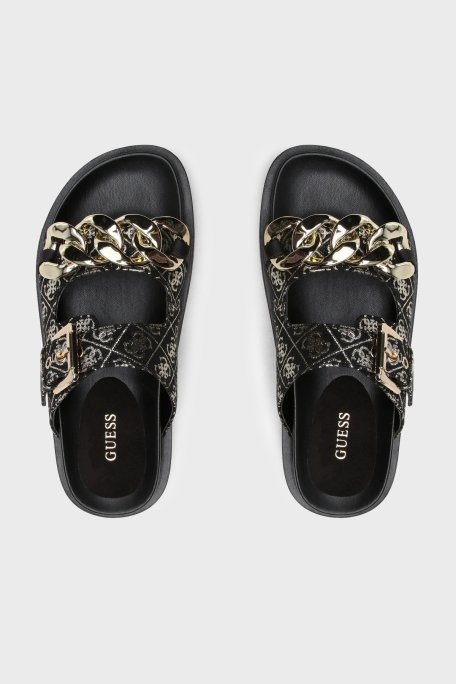 Guess Fatema Logolu FL6FATFAL03 Bayan Terlik FL6FAT FAL03 BLKPL SİYAH-GOLD - 5