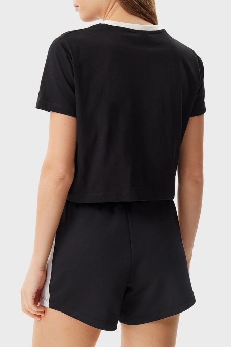 Guess Filanta Logo Nakışlı Pamuklu Boxy Fit Bisiklet Yaka V5GI18I3Z14 Bayan Crop V5GI18 I3Z14 JBLK SİYAH - 8