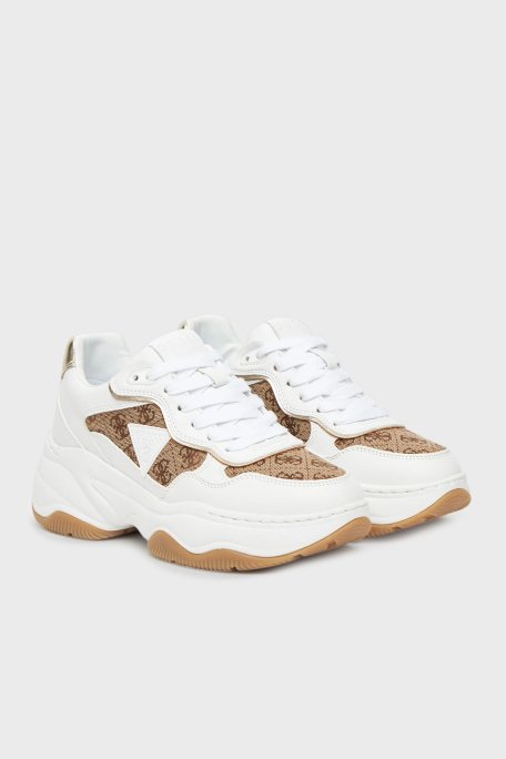 Guess Happy4 4G Logolu Kalın Tabanlı Sneaker FLTHP4FAL12 Bayan Ayakkabı FLTHP4 FAL12 BEIBR BEYAZ-BEJ - 2