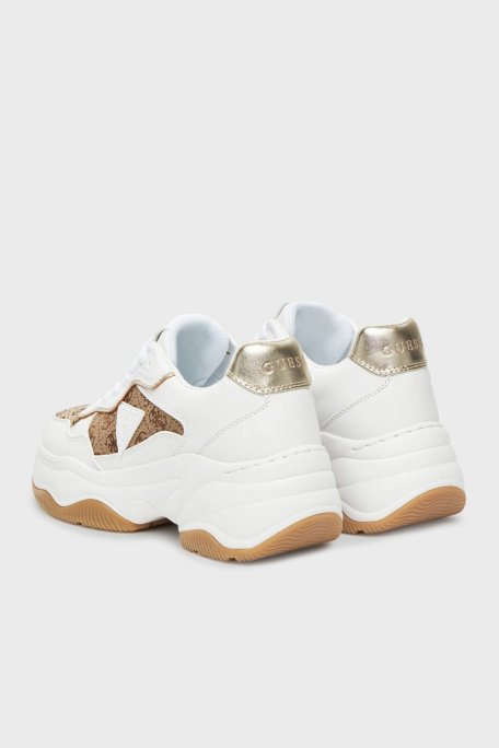 Guess Happy4 4G Logolu Kalın Tabanlı Sneaker FLTHP4FAL12 Bayan Ayakkabı FLTHP4 FAL12 BEIBR BEYAZ-BEJ - 4