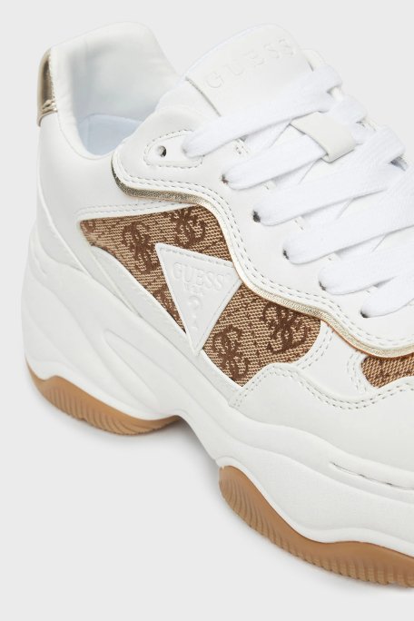 Guess Happy4 4G Logolu Kalın Tabanlı Sneaker FLTHP4FAL12 Bayan Ayakkabı FLTHP4 FAL12 BEIBR BEYAZ-BEJ - 5