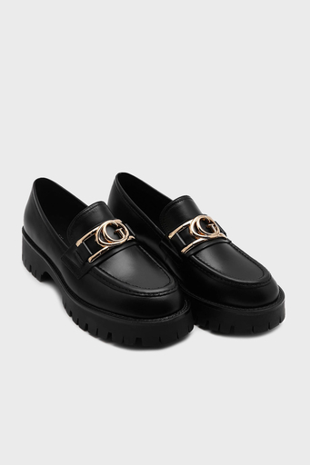 Guess Ilary Hakiki Deri Kalın Taban Loafer FL7ILRLEA14 Bayan Ayakkabı FL7ILR LEA14 BLACK SİYAH - 3