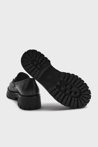 Guess Ilary Hakiki Deri Kalın Taban Loafer FL7ILRLEA14 Bayan Ayakkabı FL7ILR LEA14 BLACK SİYAH - 5