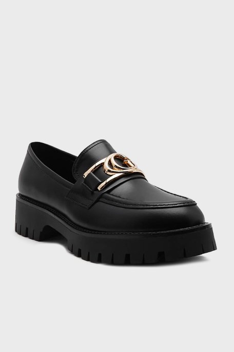 Guess Ilary Hakiki Deri Kalın Taban Loafer FL7ILRLEA14 Bayan Ayakkabı FL7ILR LEA14 BLACK SİYAH - 1