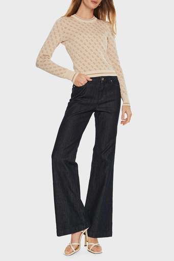 Guess Lise 4G Logolu Slim Fit Bisiklet Yaka W4BR21Z37K0 Bayan Kazak W4BR21 Z37K0 FN3J KREM - 3