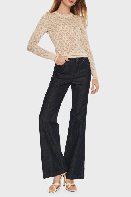 Guess Lise 4G Logolu Slim Fit Bisiklet Yaka W4BR21Z37K0 Bayan Kazak W4BR21 Z37K0 FN3J KREM - 2