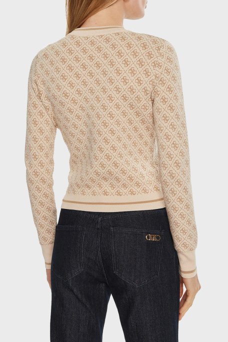 Guess Lise 4G Logolu Slim Fit Bisiklet Yaka W4BR21Z37K0 Bayan Kazak W4BR21 Z37K0 FN3J KREM - 3