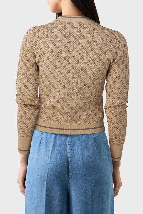 Guess Lise 4G Logolu Streç Slim Fit Bisiklet Yaka W4BR21Z37K0 Bayan Kazak W4BR21 Z37K0 F1FP KAHVE - 3