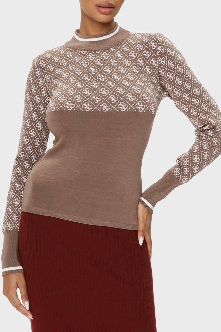 Guess Lise 4G Slim Fit Yarım Balıkçı Yaka Bayan Kazak W3BR81Z37K0 F1MY BEJ - 1