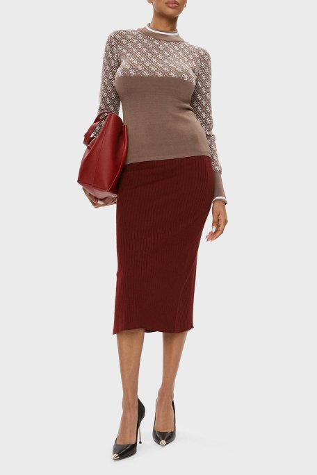 Guess Lise 4G Slim Fit Yarım Balıkçı Yaka Bayan Kazak W3BR81Z37K0 F1MY BEJ - 2