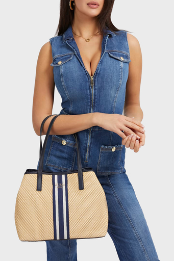 Guess Logolu Vikky Örgü Bayan Çanta HWWS6995280 NAV BEJ - 2