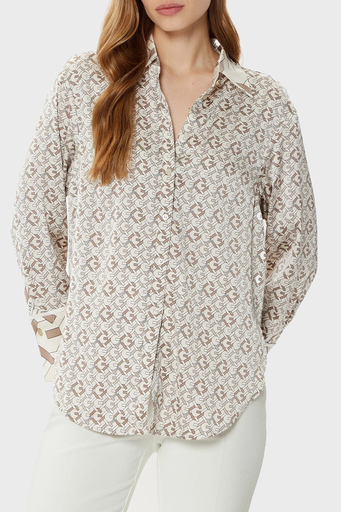 Guess Ls Alexandra 4G Logolu Regular Fit W4YH47WF1T2 Bayan Gömlek W4YH47 WF1T2 P1KZ BEJ - 1