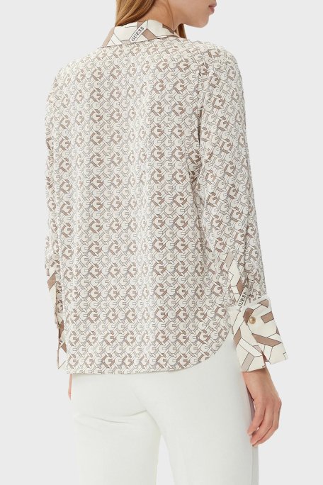 Guess Ls Alexandra 4G Logolu Regular Fit W4YH47WF1T2 Bayan Gömlek W4YH47 WF1T2 P1KZ BEJ - 3
