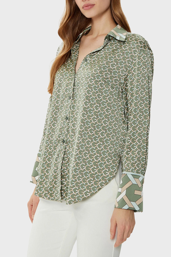 Guess Ls Alexandra 4G Logolu Regular Fit W4YH47WF1T2 Bayan Gömlek W4YH47 WF1T2 P8FS HAKİ - 1