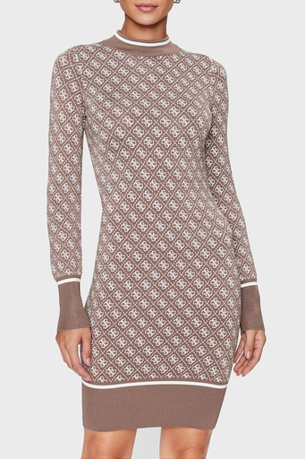 Guess Ls Lise Logolu Bodycon Mini Triko Bayan Elbise W3BK0DZ37K0 F1MY BEJ - 1