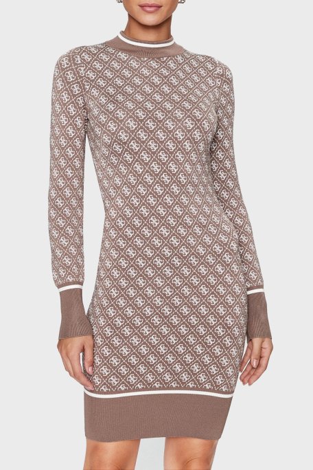 Guess Ls Lise Logolu Bodycon Mini Triko Bayan Elbise W3BK0DZ37K0 F1MY BEJ - 1