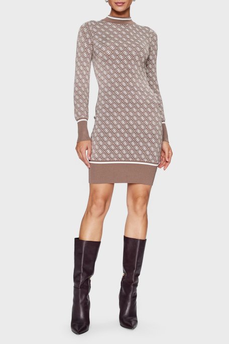 Guess Ls Lise Logolu Bodycon Mini Triko Bayan Elbise W3BK0DZ37K0 F1MY BEJ - 2