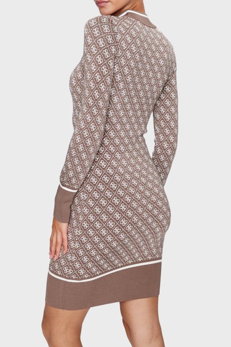 Guess Ls Lise Logolu Bodycon Mini Triko Bayan Elbise W3BK0DZ37K0 F1MY BEJ - 3