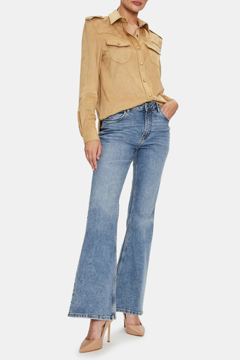 Guess Ls Margot Logolu Slim Fit W4YH0CWG6T0 Bayan Gömlek W4YH0C WG6T0 F1AT TABA - 3