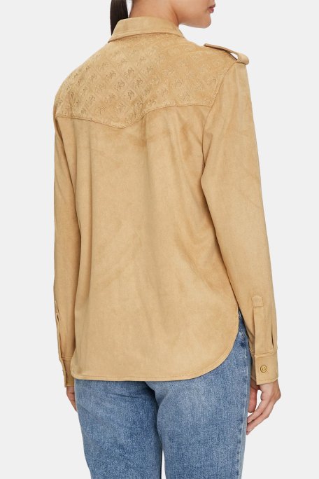 Guess Ls Margot Logolu Slim Fit W4YH0CWG6T0 Bayan Gömlek W4YH0C WG6T0 F1AT TABA - 3