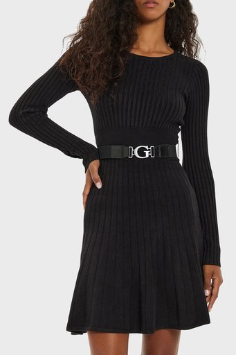 Guess Ls Rib Regular Fit Kemerli Mini Triko W2BK29Z2YJ2 Bayan Elbise W2BK29 Z2YJ2 JBLK SİYAH - 1