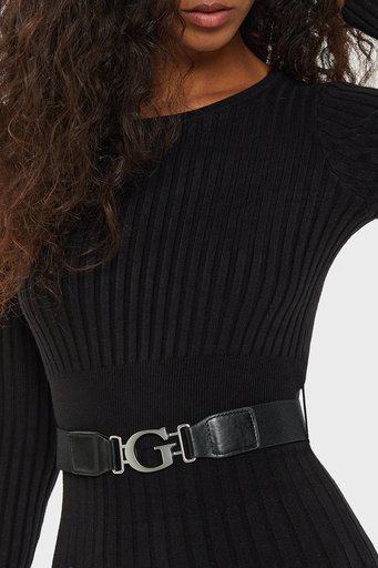 Guess Ls Rib Regular Fit Kemerli Mini Triko W2BK29Z2YJ2 Bayan Elbise W2BK29 Z2YJ2 JBLK SİYAH - 4