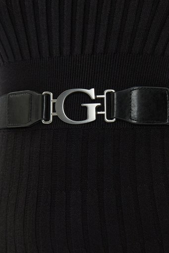 Guess Ls Rib Regular Fit Kemerli Mini Triko W2BK29Z2YJ2 Bayan Elbise W2BK29 Z2YJ2 JBLK SİYAH - 5