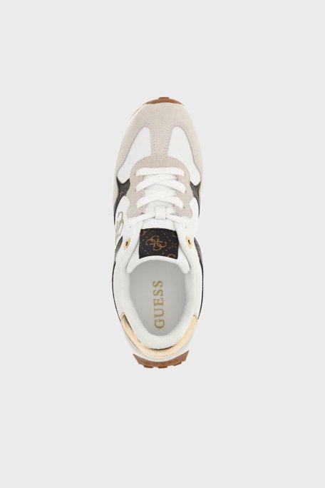 Guess Luckei 4G Logolu Süet Detaylı Sneaker FLPLUCPEL12 Bayan Ayakkabı FLPLUC PEL12 WHIBR BEYAZ-KAHVE - 8