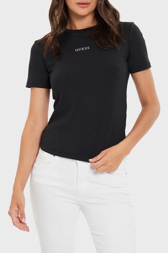 Guess Marika Streç Regular Fit Bisiklet Yaka V4YI22KCD02 Bayan T Shirt V4YI22 KCD02 JBLK SİYAH - 1