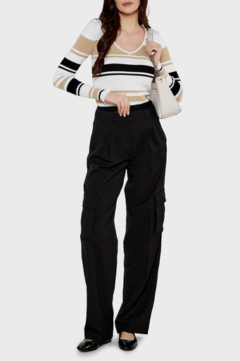 Guess Matea Regular Fit Yüksek Bel Bol Paça Kargo W5RB41WGX02 Bayan Pantolon W5RB41 WGX02 JBLK SİYAH - 3